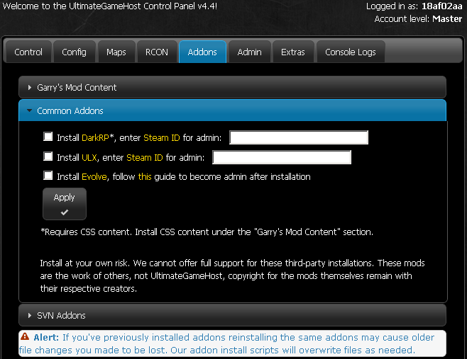 Addons -> Common Addons