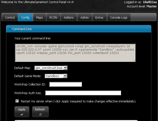 Config -> Command Line
