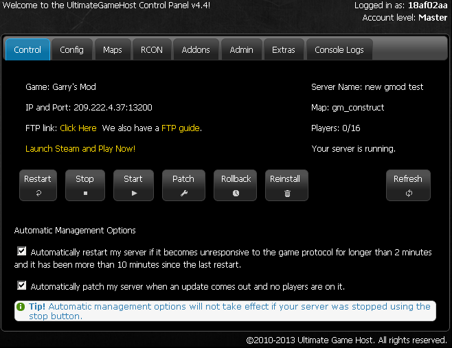 Control Tab